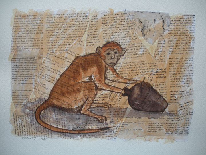 Monkey in a trap drawing